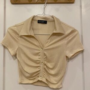 Liz & Sara Cream Ruched Women's Crop Top small